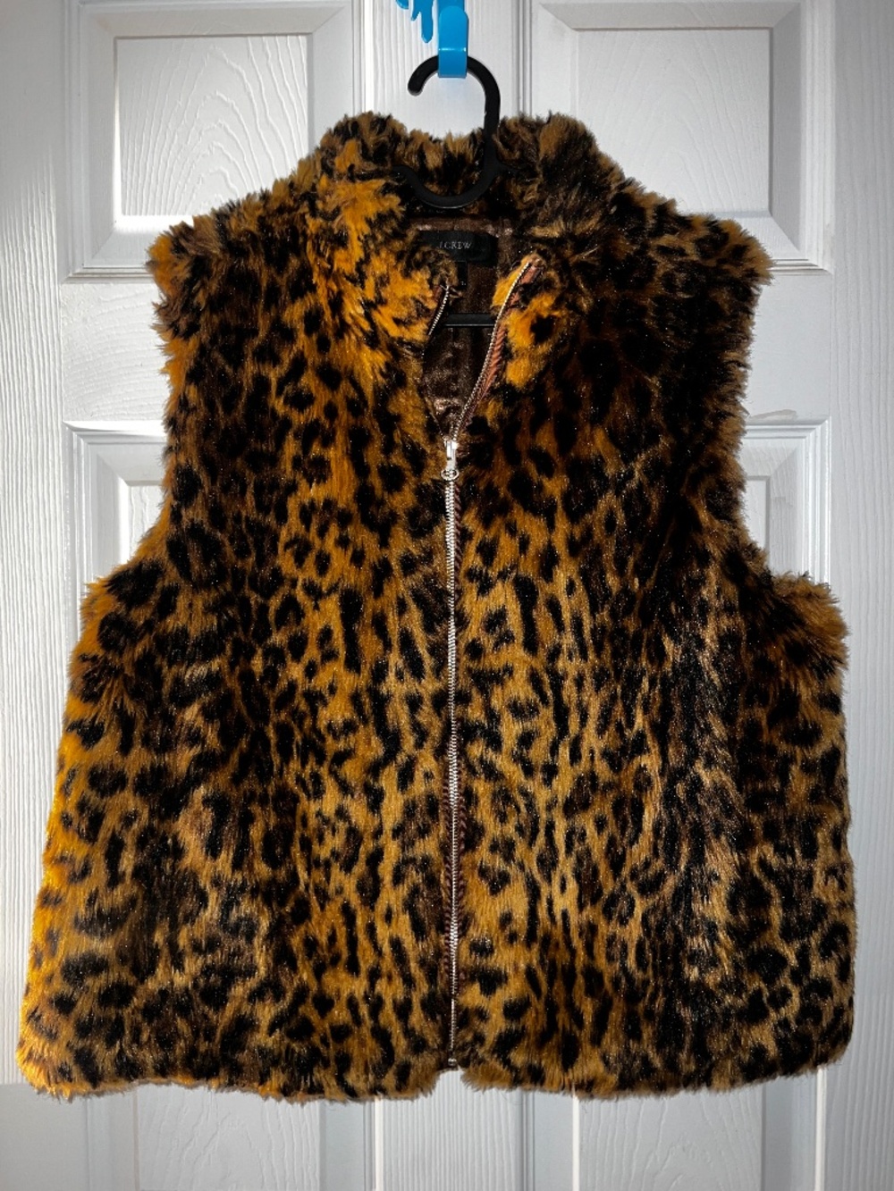 Leopard Print faux fur Vest J Crew